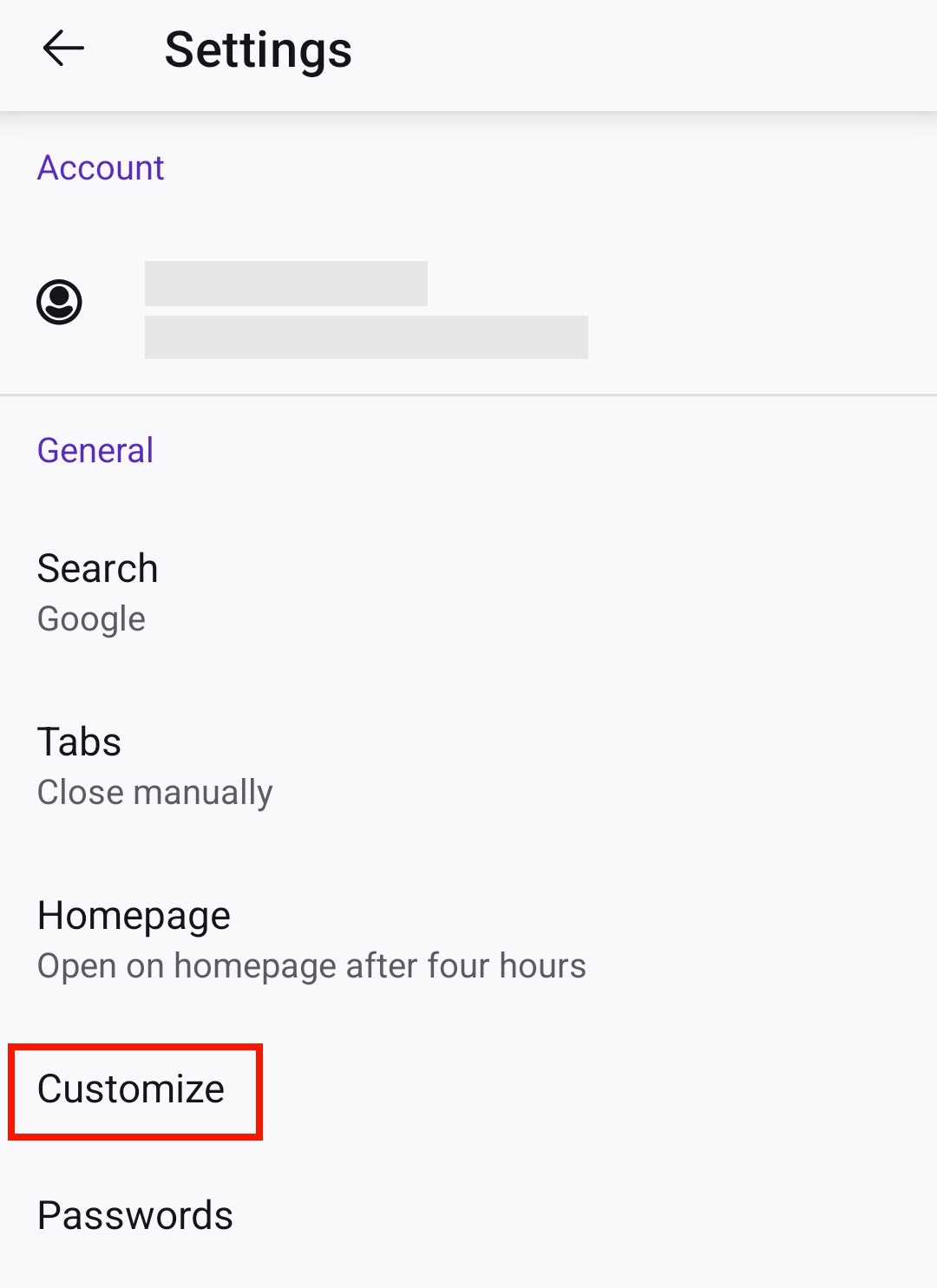 Customization settings Fenix