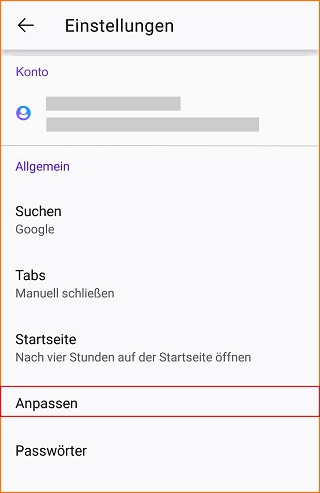 Andoid Einstellungen Allgemein Anpassen m130