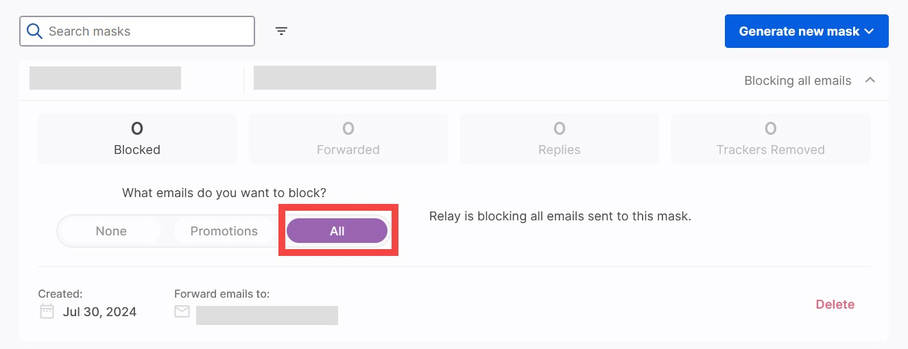 relay block all emails