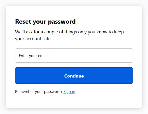 Reset password