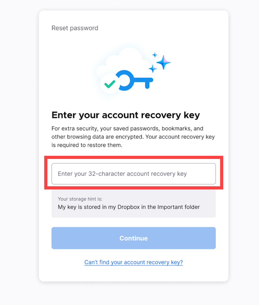 Recovery key