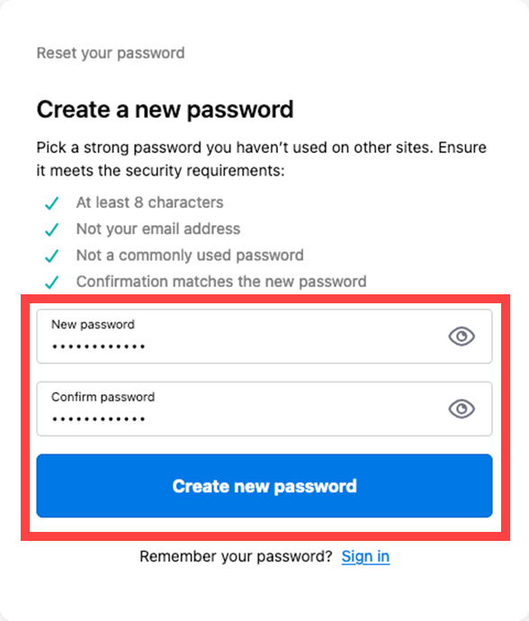 new password