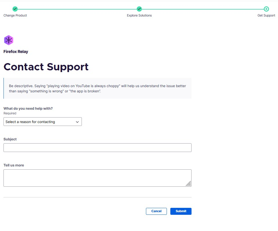 Support form relay