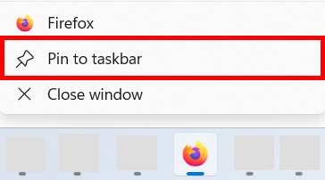 pin firefox to task bar