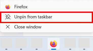 Unpin from taskbar