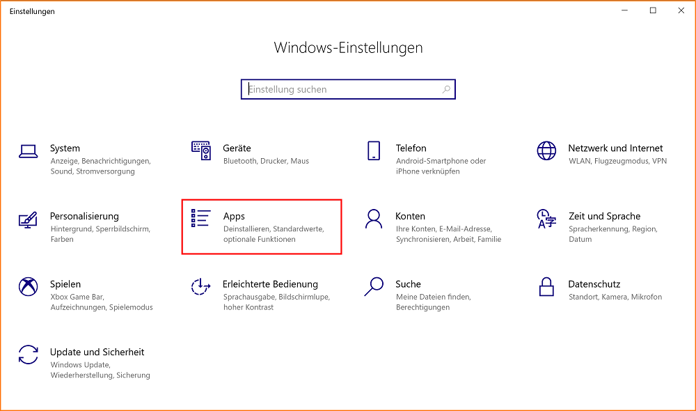 win10 Einstellungen Apps