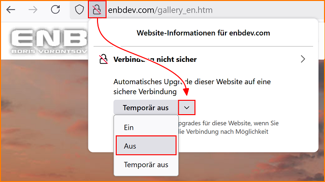 Nur-HTTPS-Modus deaktivieren fx134