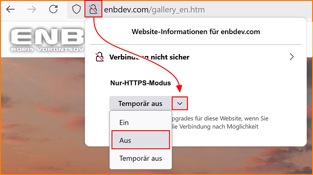 Nur-HTTPS-Modus deaktivieren fx115