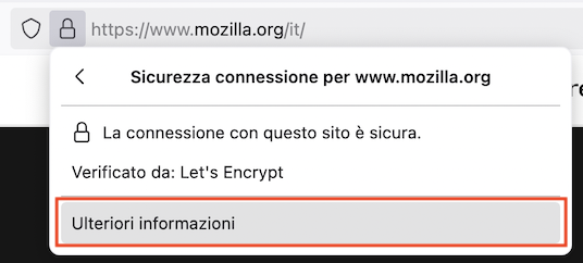 Certificato di sicurezza di un sito web | Supporto a Firefox