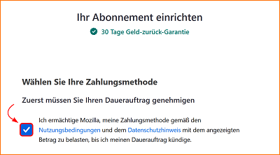 Relay Abonnement einrichten Häkchen Dauerauftrag