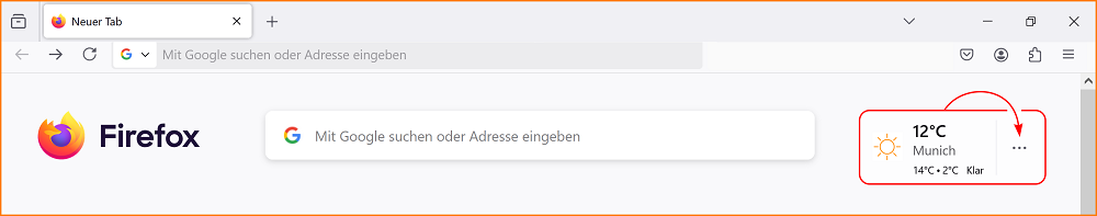 Neuer Tab Wetter Munich Pfeil auf Punkte fx135