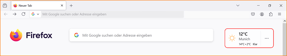Neuer Tab Wetter Munich mit Rahmen fx135