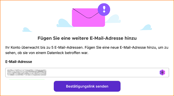 Monitor weitere E-Mail-Adresse hinzufügen