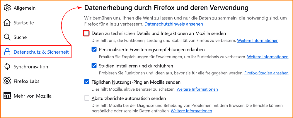 Einstellungen Datenschutz Datenerhebung 1 fx136