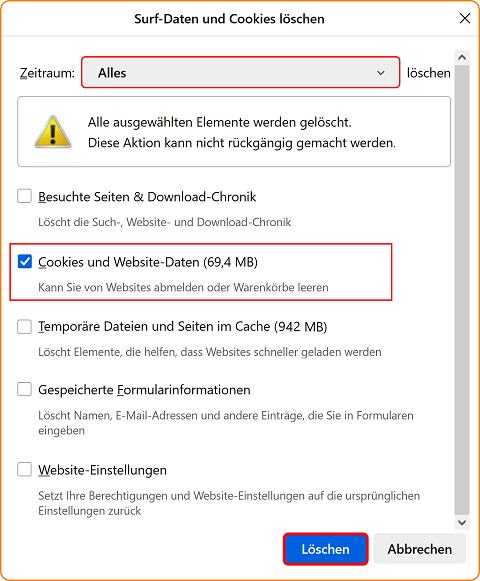 Einstellungen Datenschutz Daten löschen alle fx136