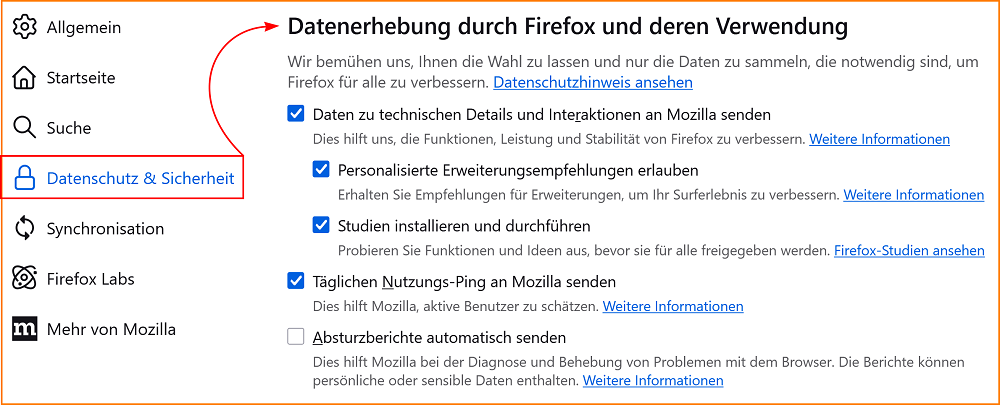 Einstellungen Datenschutz Datenerhebung 2 fx136