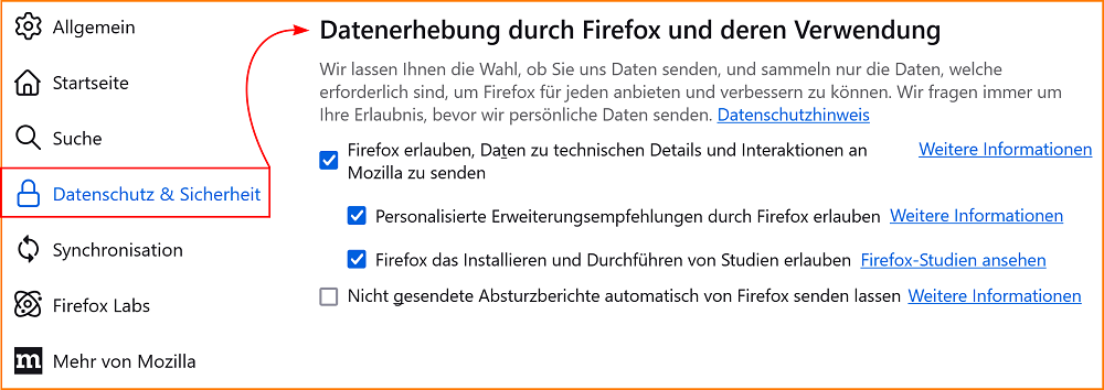 Einstellungen Datenschutz Datenerhebung 2 fx135