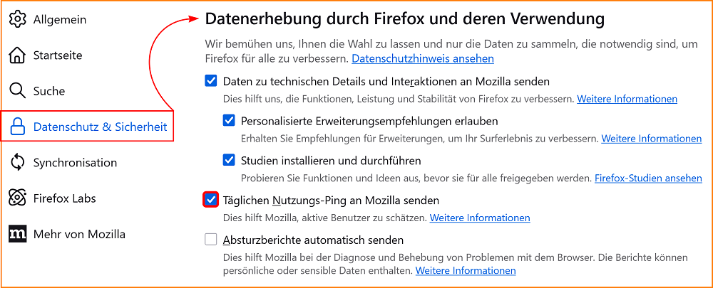 Einstellungen Datenschutz Datenerhebung 3 fx136