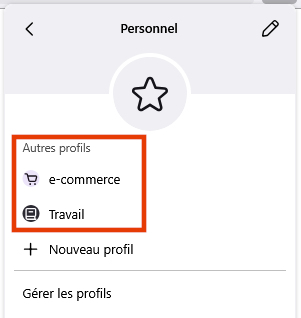 Profile tab in account menu