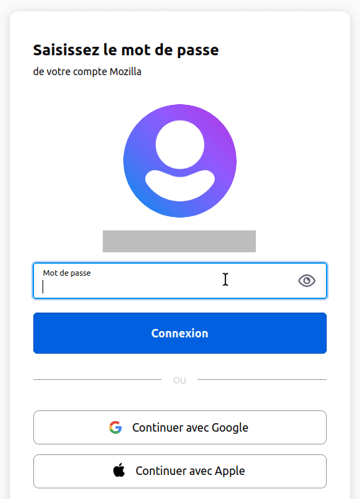 Mozilla account wrong password