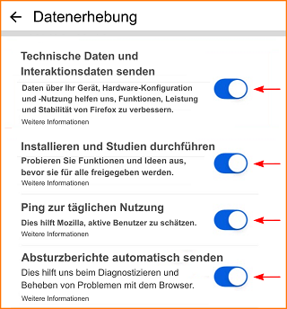 iOS Datenerhebung Schalter