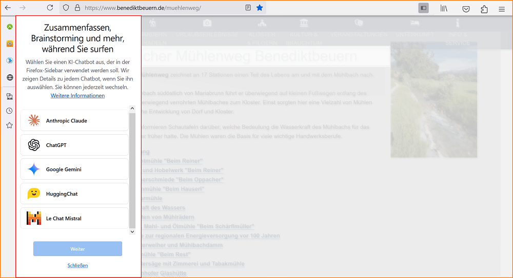 Einstellungen Allgemein Sidebar 5 fx138