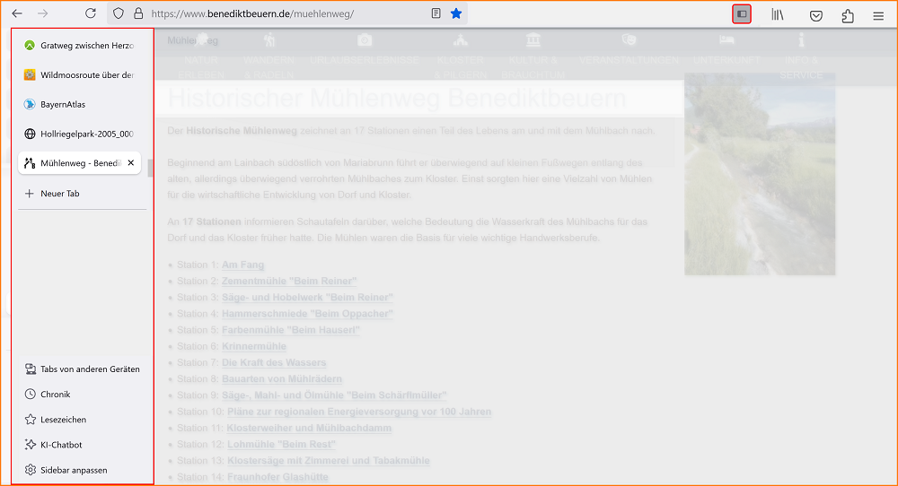 Einstellungen Allgemein Sidebar 4 fx138