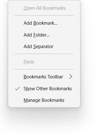 Bookmarks Toolbar_Context Menu