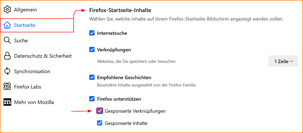 Startseite gesponserte Verknüpfungen fx140