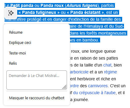 Sparkle icon expanded to show prompts 15112024