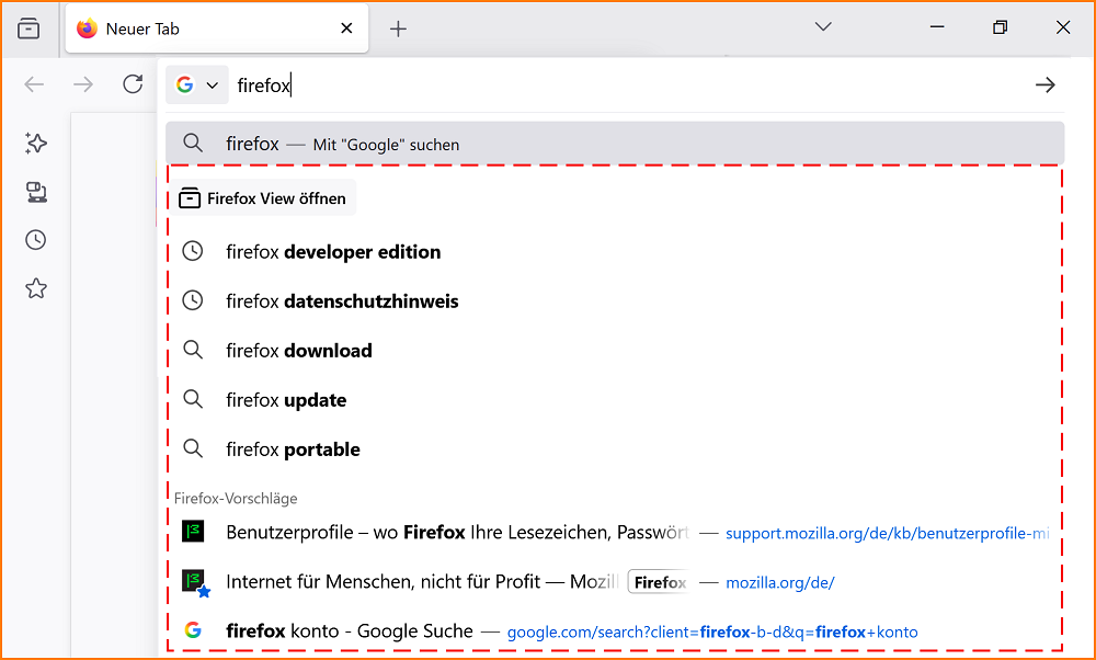 Adressleiste Suchergebnisse fx140 1