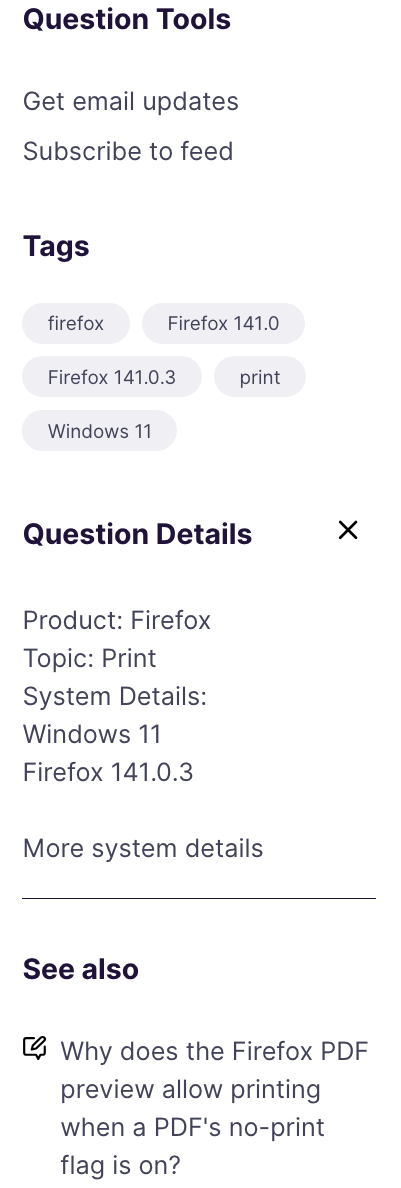 Question sidebar