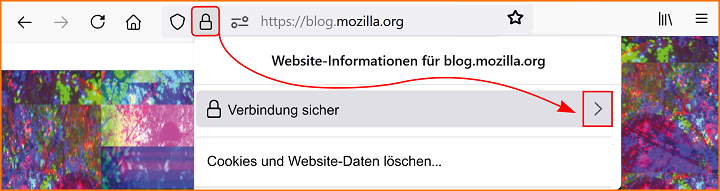 Seiteninformationen öffnen fx142 mit Pfeil