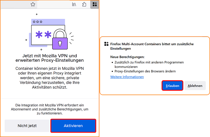 VPN permission panel