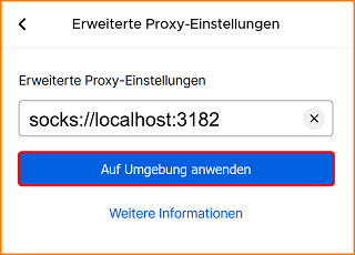 Umgebung erweiterte Proxy-Einstellungen Eingabefeld fx142