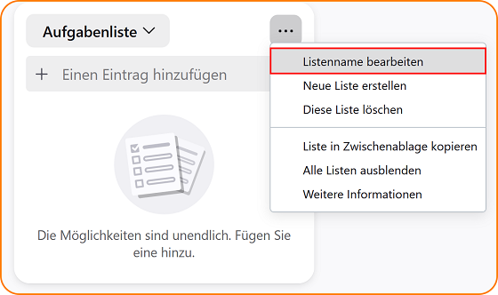 Widget Aufgabenliste 1