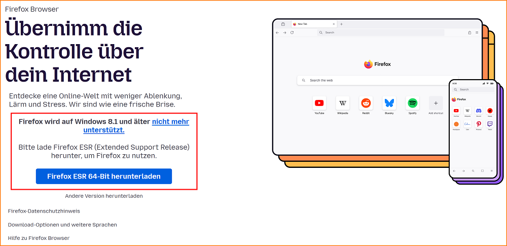 Download veralteter Windows-Version