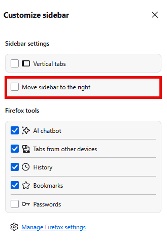 サイドバーからツールと垂直タブにアクセスします。 | Firefox ヘルプ