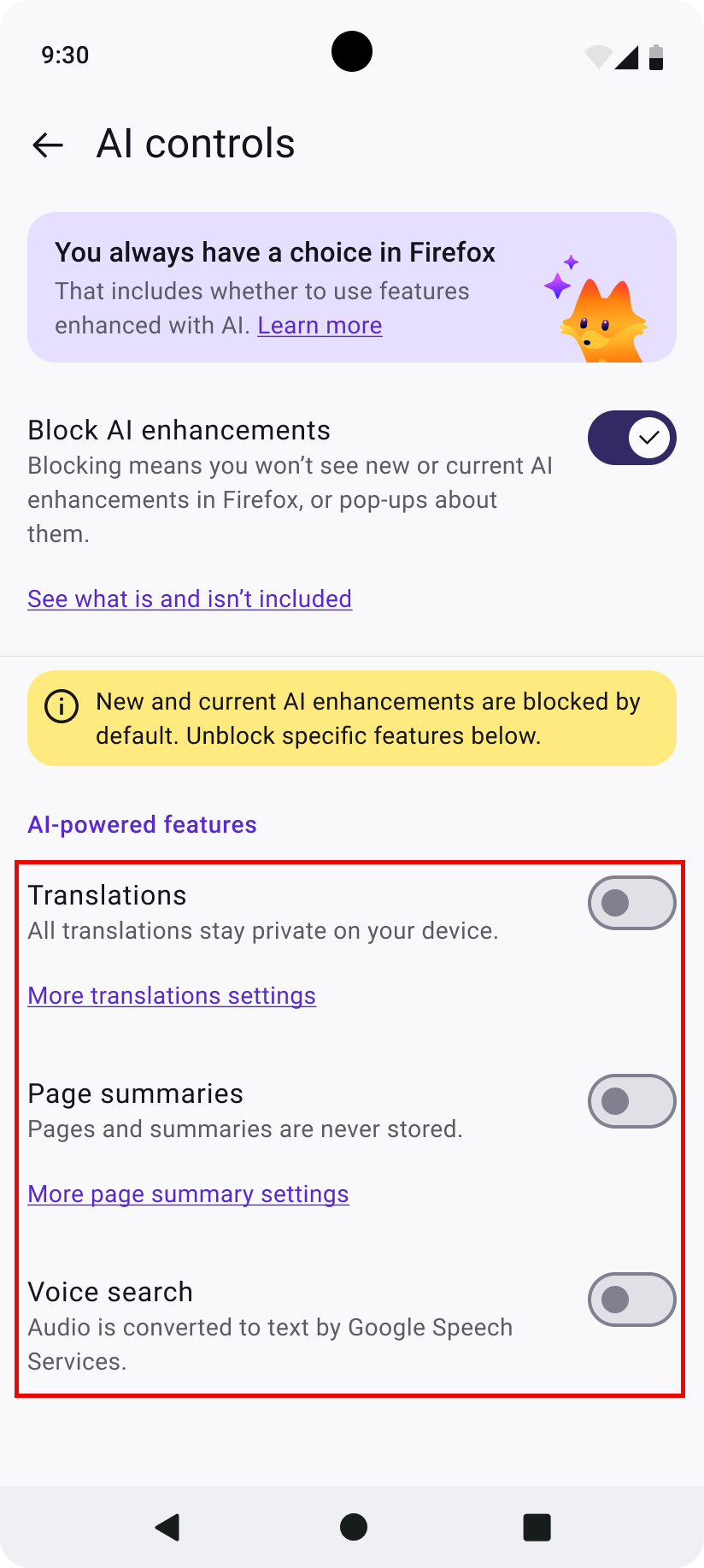 Firefox for Android の AI 機能の管理 | Android 版 Firefox ヘルプ