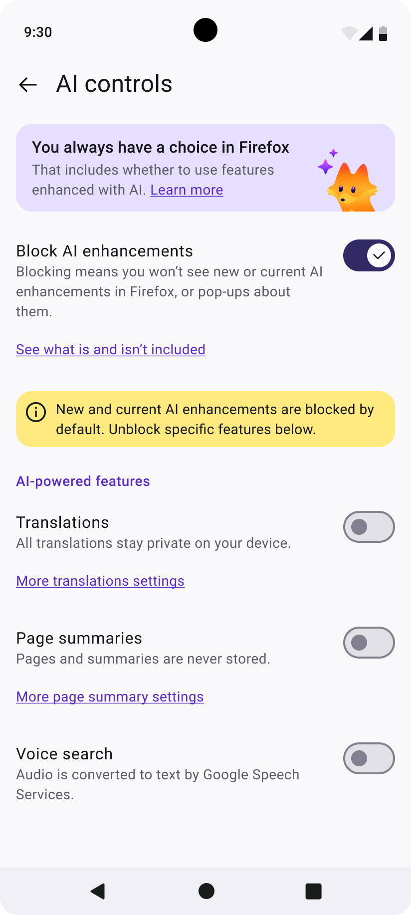 Firefox for Android の AI 機能の管理 | Android 版 Firefox ヘルプ