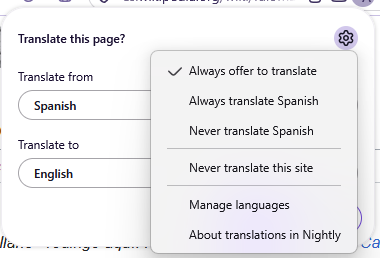 Fx157Firefox Translations - Settings Menu (default)