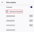 Giriş Sayfası Sponsorlu Kısayol Ayarı