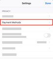 Payment Methods menu