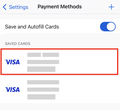 Payment methods - view saved cards