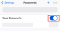 Save Passwords toggle Firefox iOS