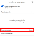 Protection settings