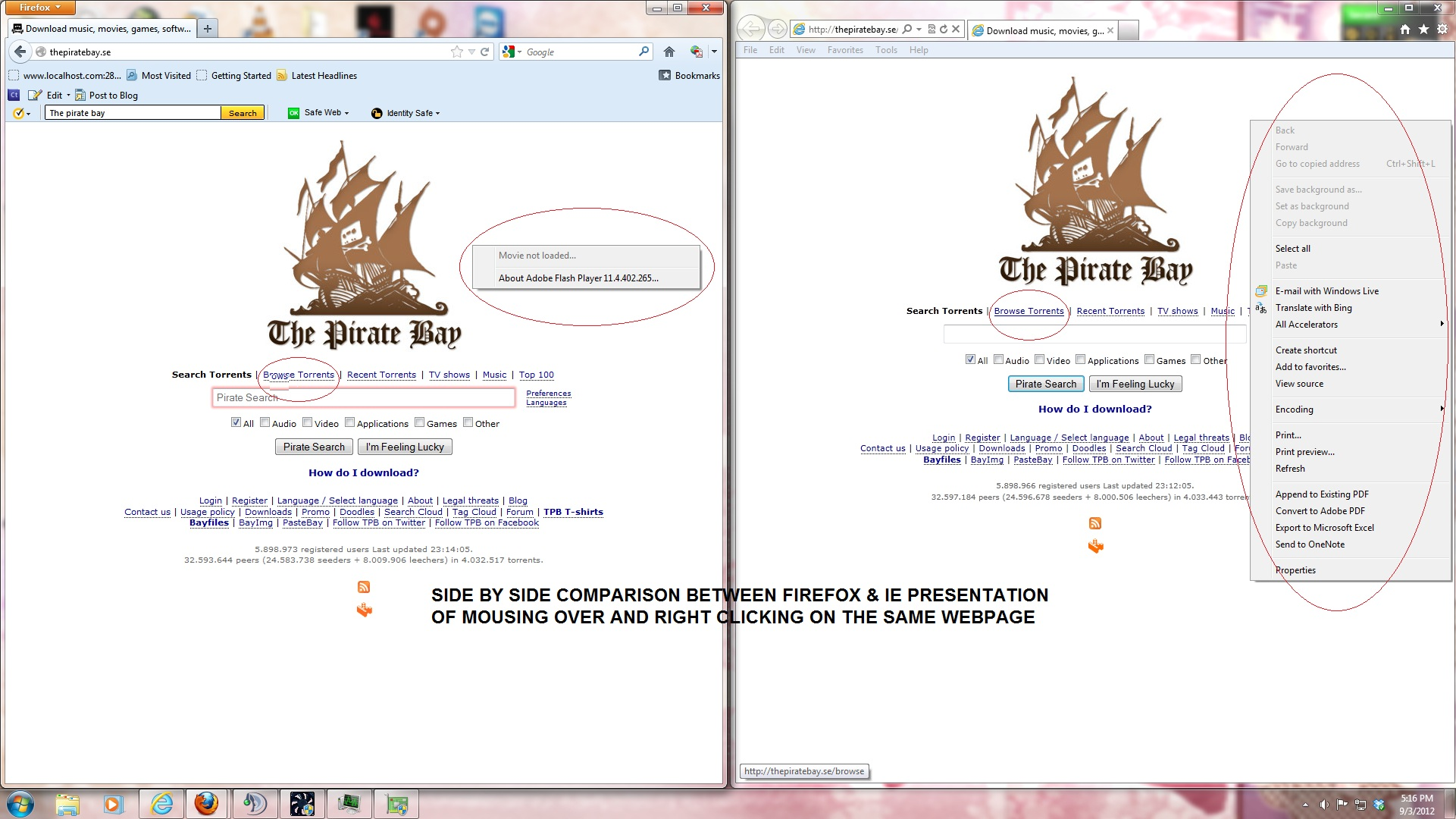 Example of a The Pirate Bay torrent web-page. HTML parsing techniques