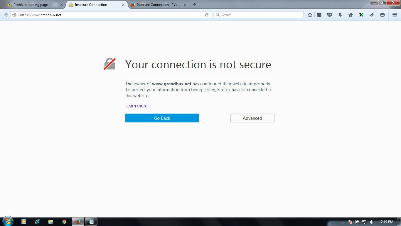 adguard firefox insecure connection