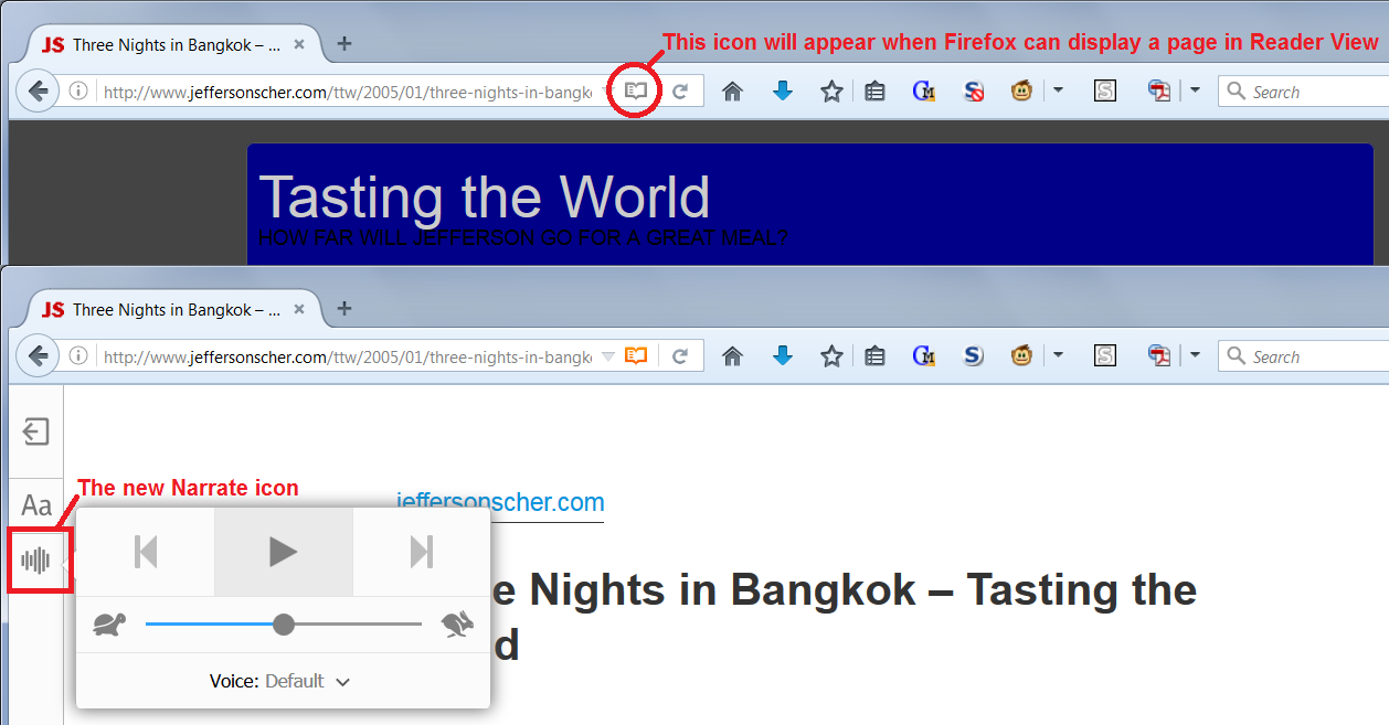 Enable Reader Mode. Narrate. Mozilla support