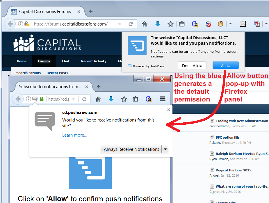 Web Push notifications in Firefox